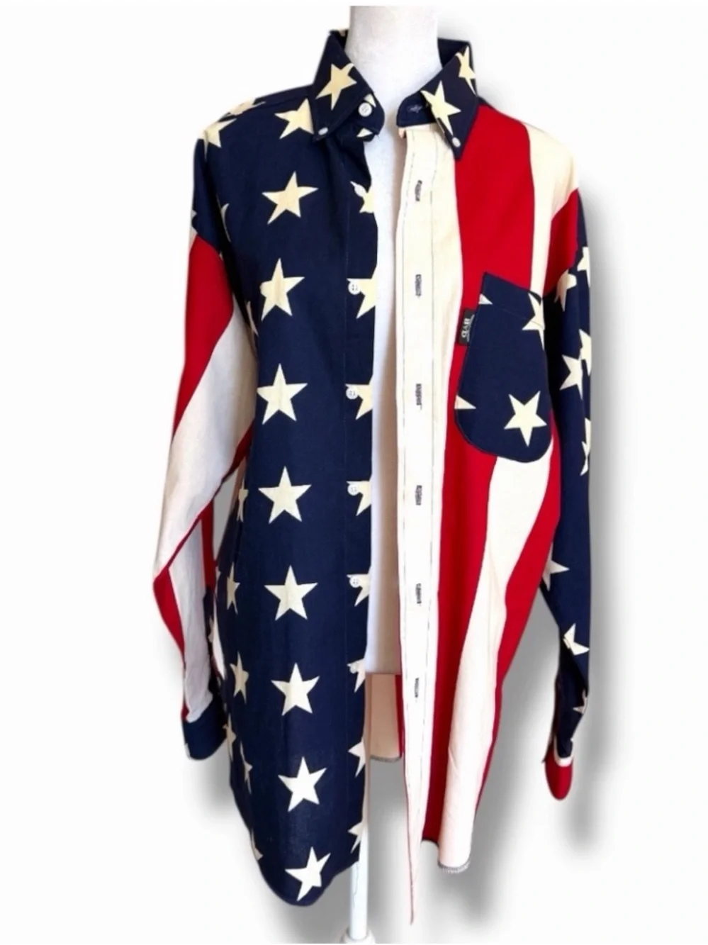 Vtg 90s Brooks & Dunn Panhandle Slim Unisex American Flag Western Shirt M Fits L - Picture 4 of 15